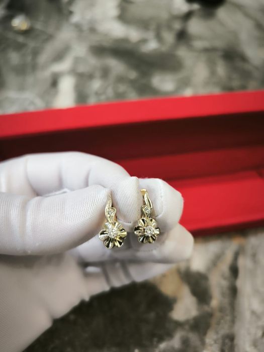 Золотые серьги с бриллиантами, 583 СССР