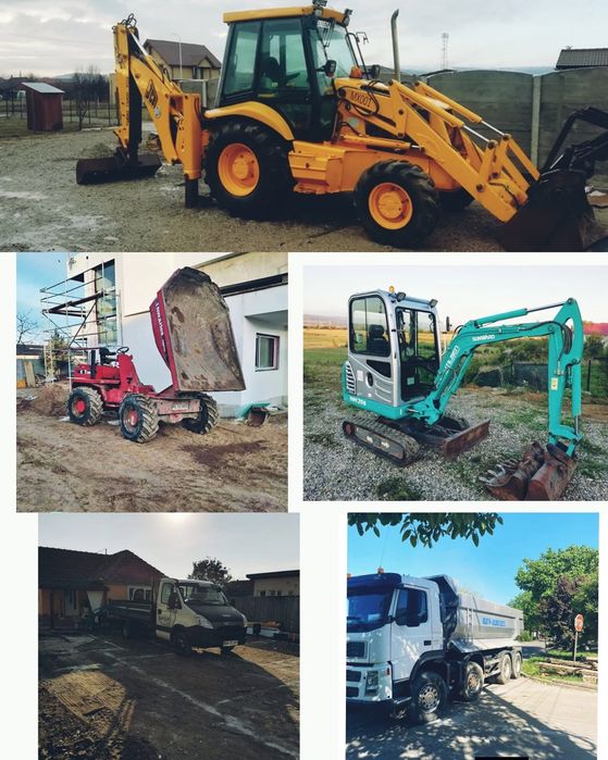 Miniexcavator de închiriat utilaje buldoexcavator dumper