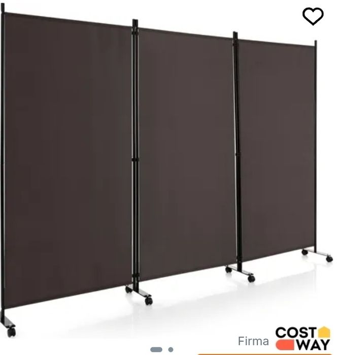 Paravan pliabil din material textil 262x180cm pe roți