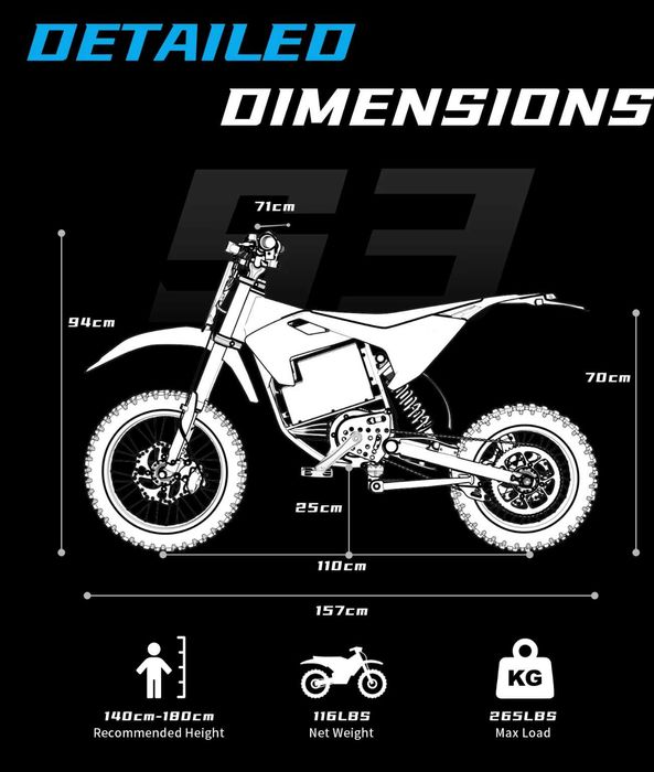 Zawes S3 5000w мощен електрически Pit Bike