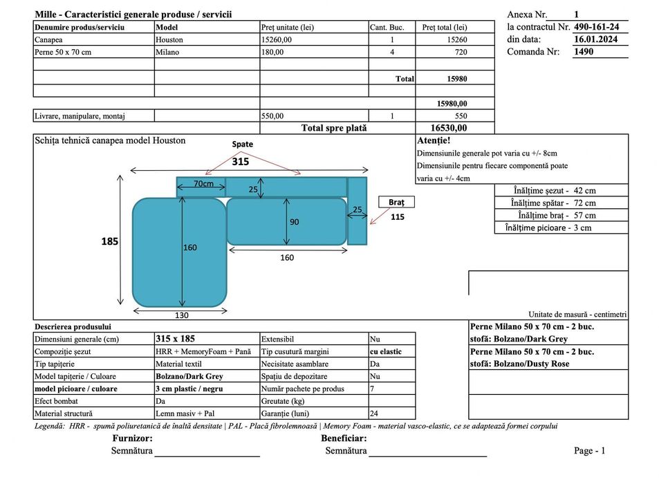 Canapea coltar Mille Houston 315x185 - cu pana de gasca