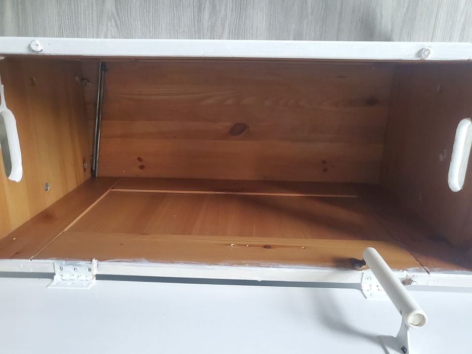 Bancă depozitare IKEA  din lemn cu pernă șezut – Alb