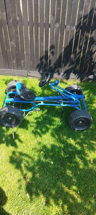 Kart cu pedale pentru copii, culoare albastra, cu sonerie
