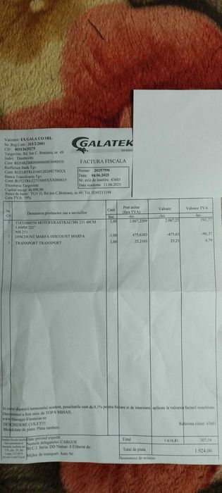 VAND STIHL MS 251  NOU (putin folosit) IN GARANTIE