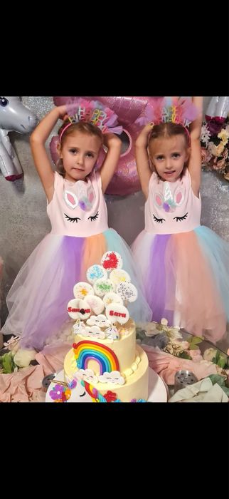 Rochie fete unicorn cu tull mărimea 116  5-6 ani