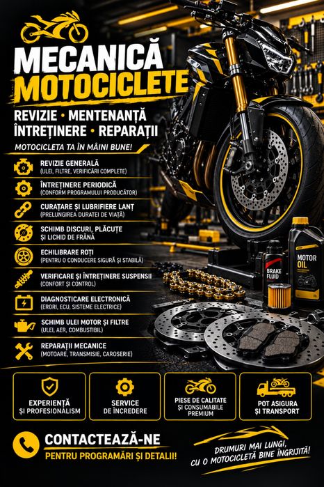 Mecanica motociclete / moto  / revizii / mentenanta / reparatii / vopsit