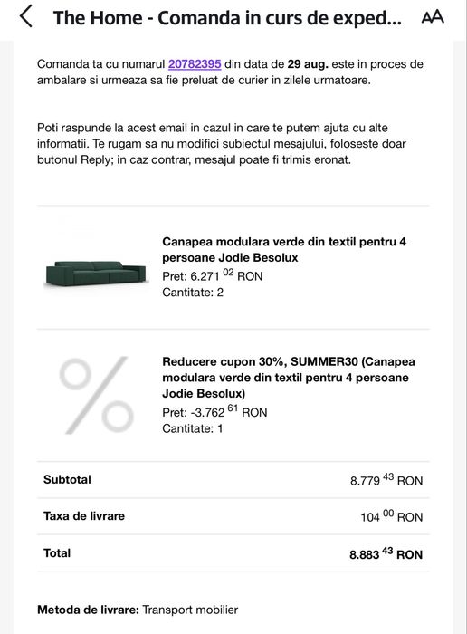 Canapele de  4 pers The Home. 2 bucati. Verde inchis
