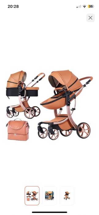 Коляска трансформер коричневый