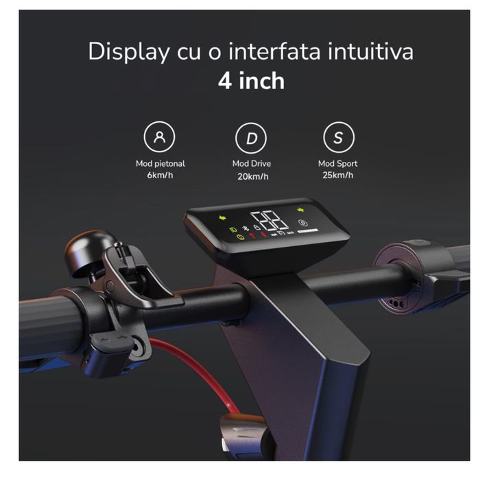 Trotineta Electrica Navee S40, Autonomie 40 km, Viteza Maxima 25 Km/h, Roti Tubeless 10 inch, Putere motor 700 W,