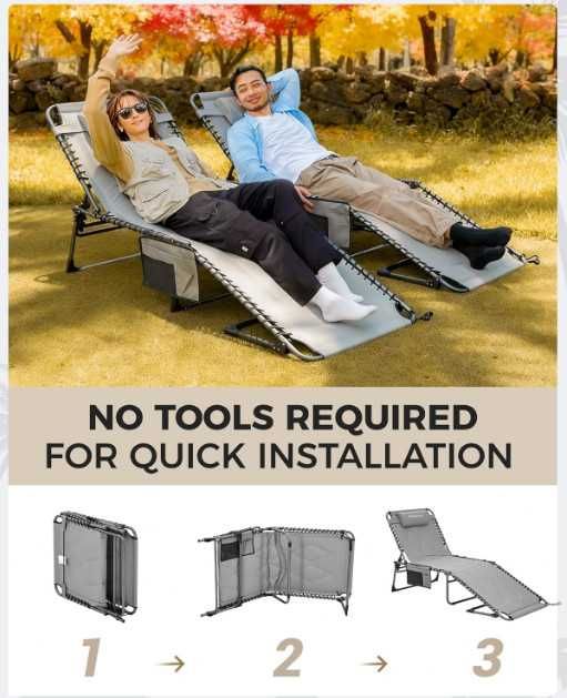 Сгъваем шезлонг KingCamp, голям подплатен градински