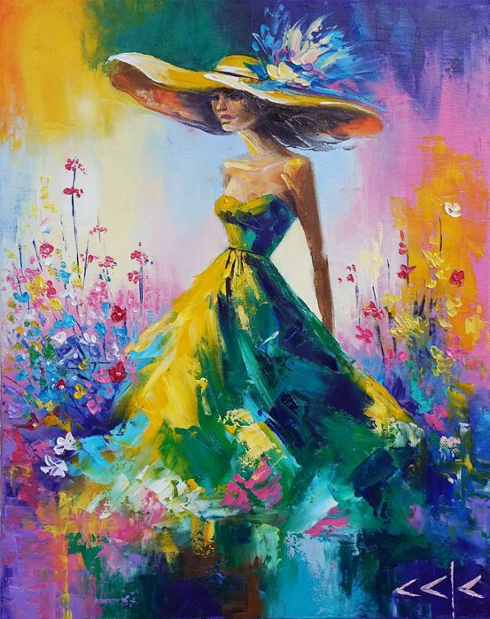 "Стъпките на пролетта" Картина 50х40см, Маслена живопис с шпакла