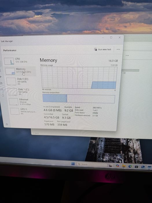 Vand HP pc Ryzen 5 3400G / 16gb ddr4 / ssd m2