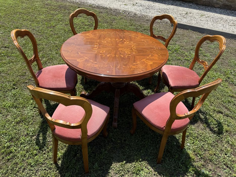 Автентична ретро маса + 6 стола