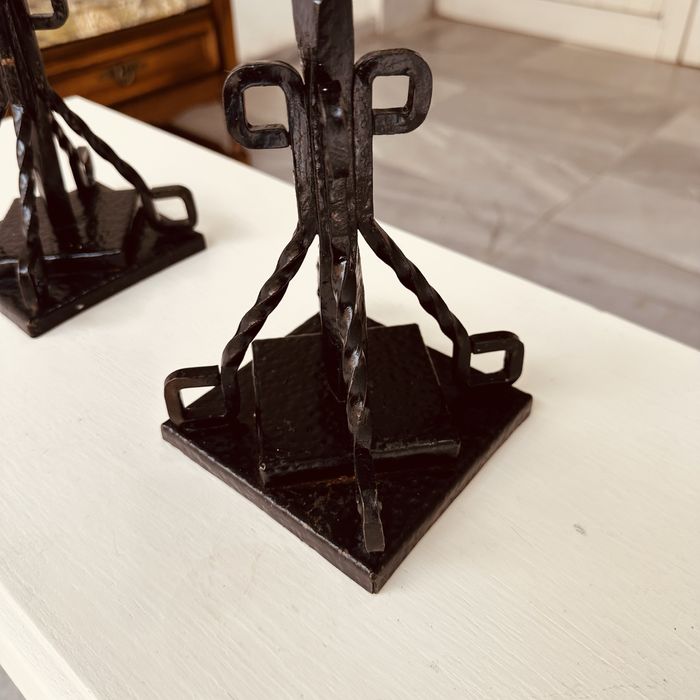 Ръчно ковани шведски свещници – комплект, масивно желязо