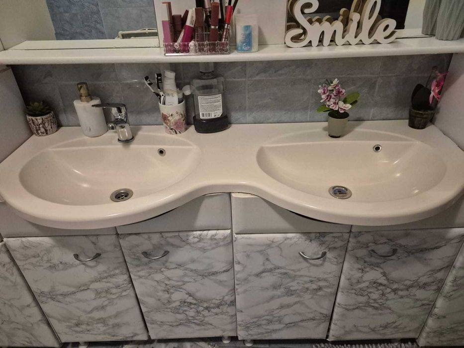 Mobilier baie complet 190 cm – dublu lavoar + oglindă