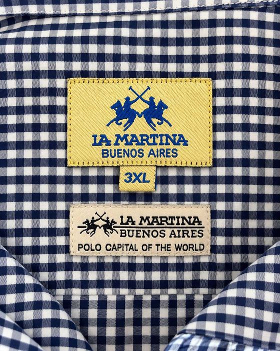 Cămașă La Martina Buenos Aires 3XL – Bumbac 100% – Carouri Navy Blue