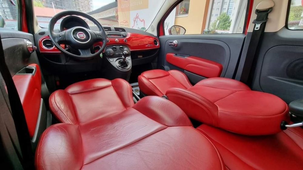 FIAT 500 ,2010,rosu,interior piele rosie