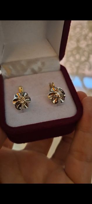 Советские серьги с бриллиантами 750 пробы