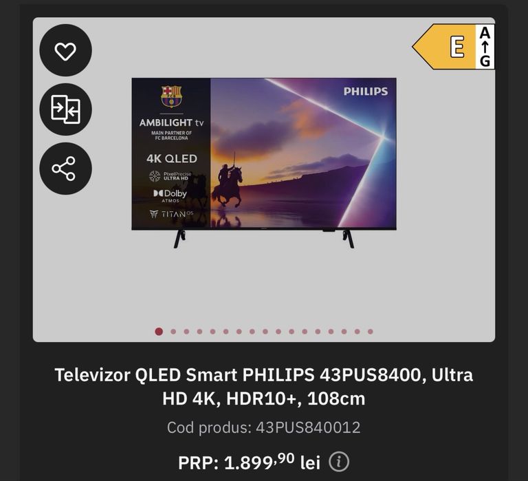 TV Philips Ambilight 108cm