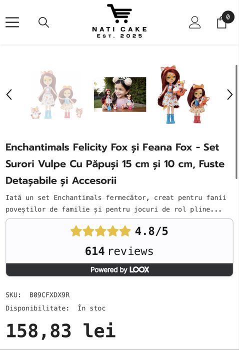 Enchantimals papusi - Set Surori Vulpe Cu Păpuși 15 cm și 10 cm, Fuste Detașabile și Accesorii