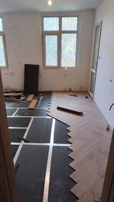 Монтаж на ламиниран ПАРКЕТ, SPC  рибена кост, шаврон