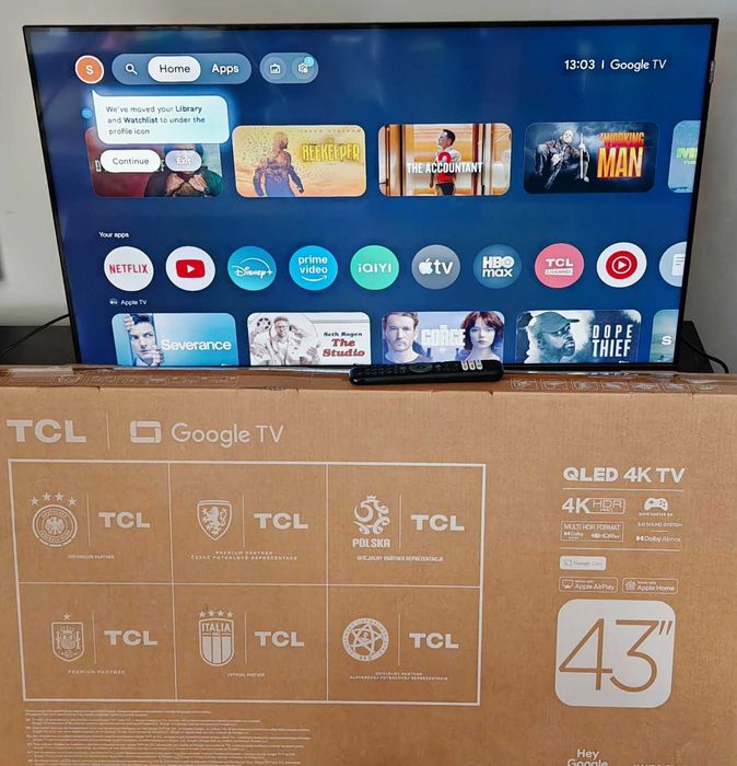 Телевизор TCL QLED 43C655 43" Smart Google TV, 4K Ultra HD Гаранция