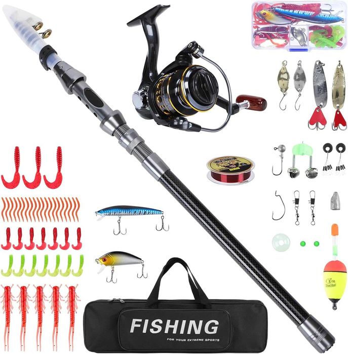 Undiță telescopică de pescuit 1,8 m,cu geantă de transport set pescuit