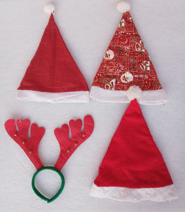 6 Коледни шапки на Дядо Коледа и диадема с рога