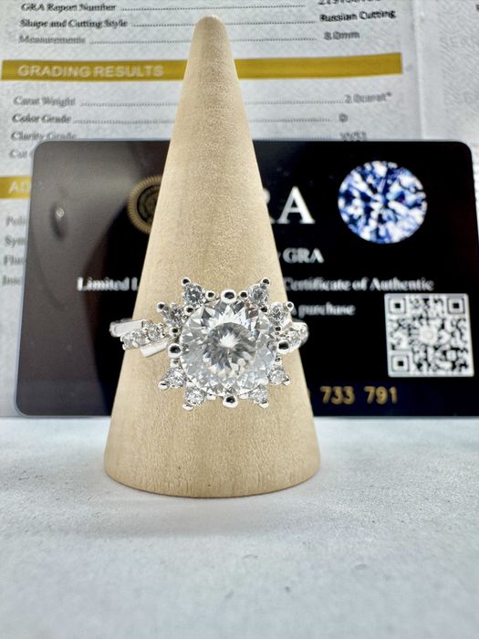 Сребърен пръстен с мойсанит (Диамант) 2 карата