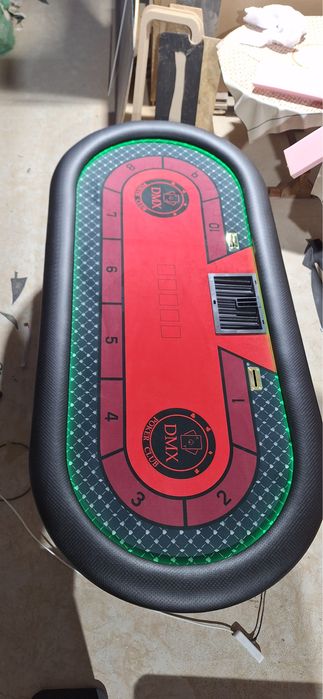 Masa Poker DMX personalizata stoc CustomTables.eu jetoane ceramice