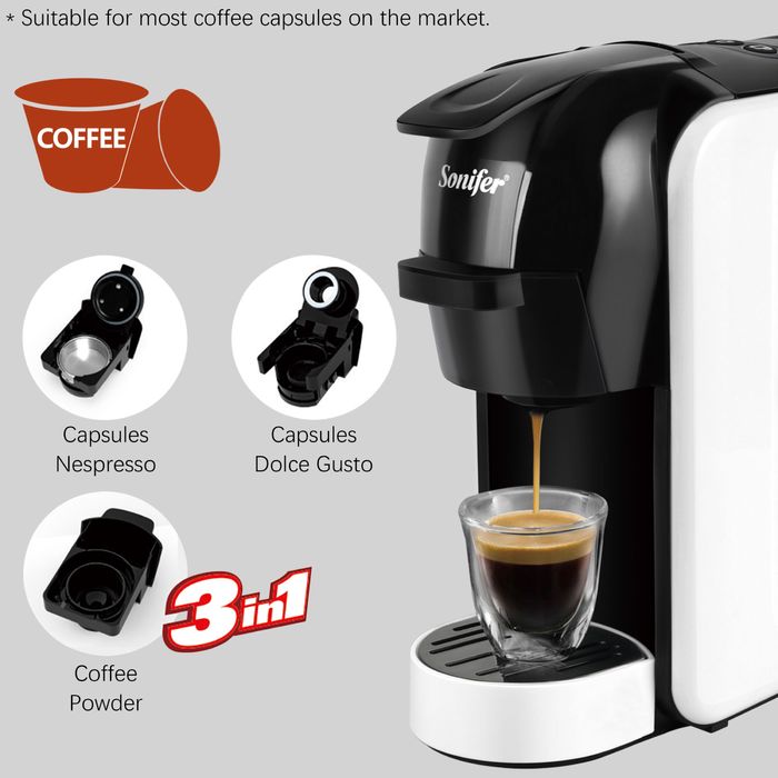 Sonifer 3в1 Кофемашина капсульная Молотый Nespresso, Dolce Gusto