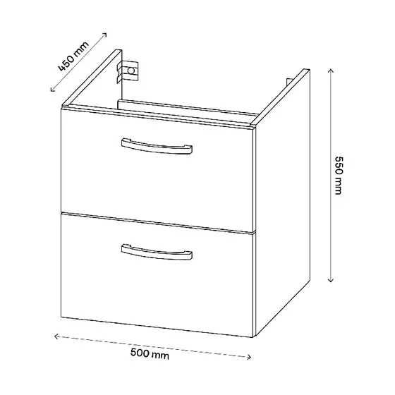 Bază pentru lavoar, suspendată, Gri, 60x55x45 cm