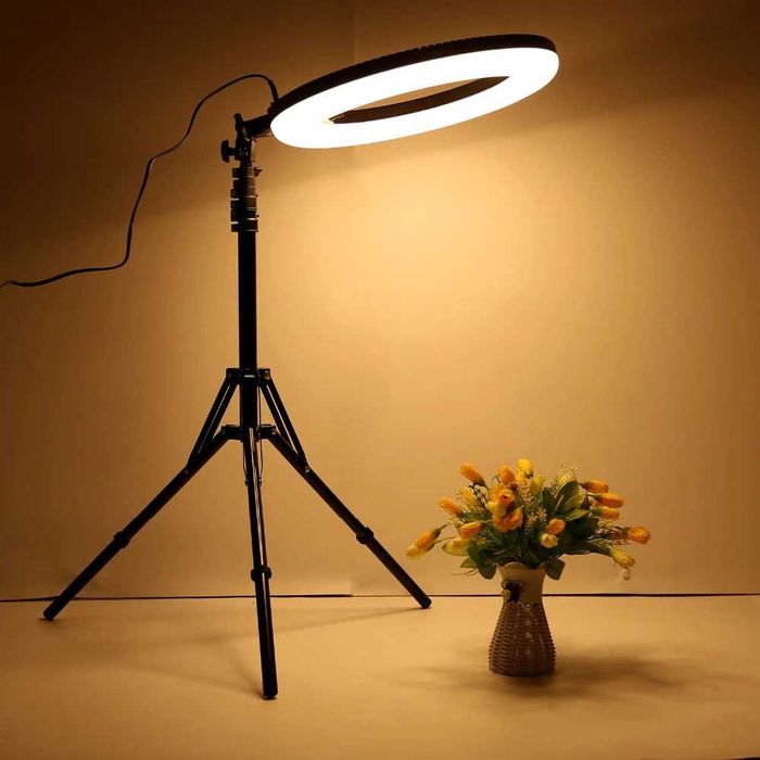 18,14,10 Лед ринг лампа топла, студена,неутрална светлина със стойка