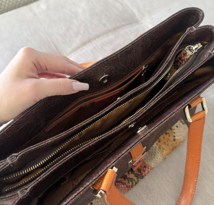 Сумка-тоут Etro с кожей питона