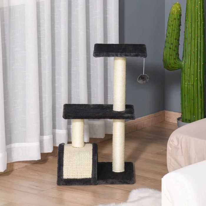 PawHut Дърво за котки 72 см с плюшени топки, сизалови стълбове