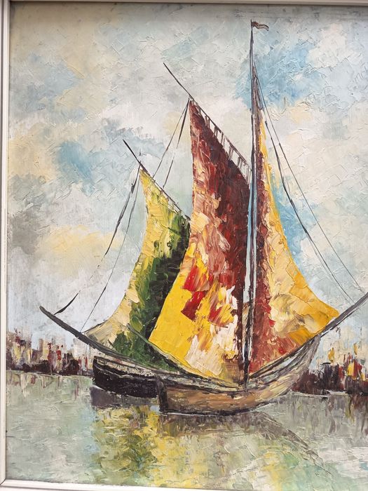 Tablou/Lucrare deosebita Scena Marina Pictat Și Semnat