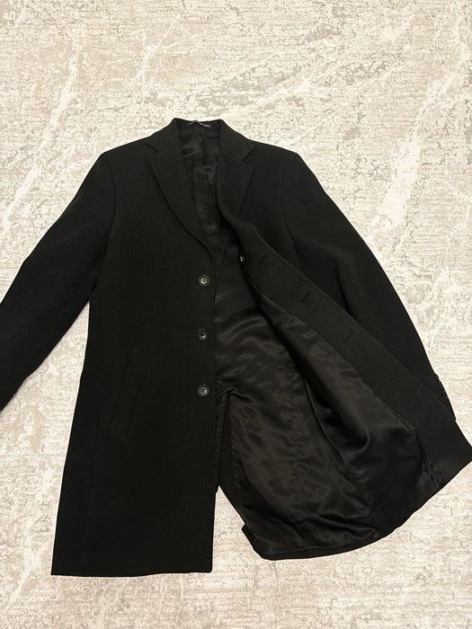 пальто мужское серо черное