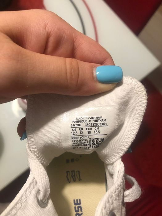 Teniși înalți cu siret Converse albi, copii