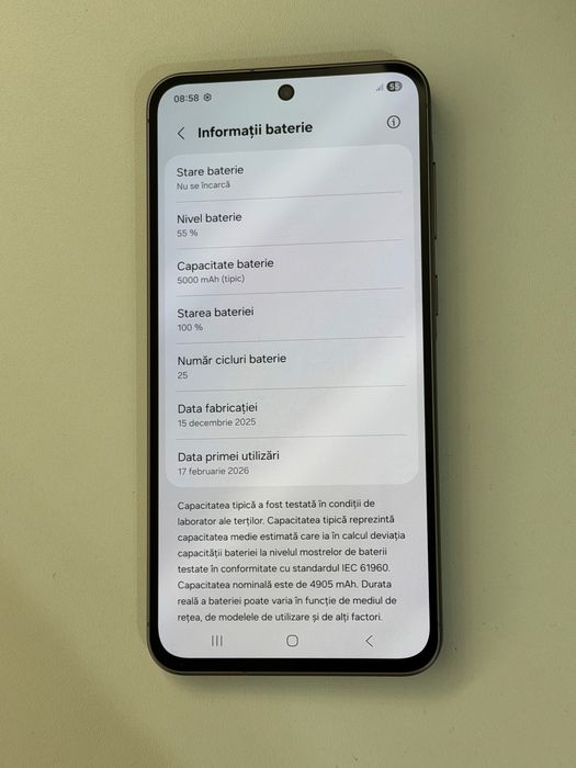 Samsung Galaxy A56 -256 Gb -8 Gb ram -25 cicluri - ca nou