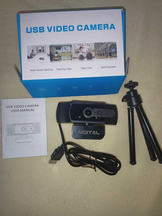 Уеб камера за компютър с микрофон и статив, 1080P FHD