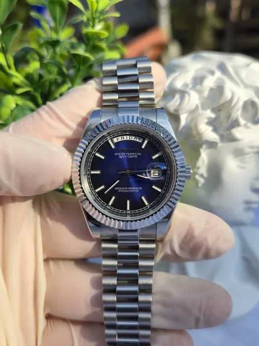 Seiko Just Mod Day-Date President 40mm Miyota Automat Cadran Albastru