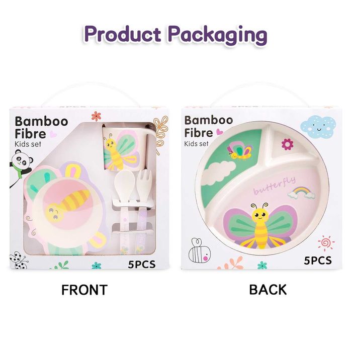Детски комплект за хранене Bamboo Butterfly прибори за хранене