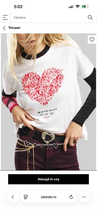Tricou Desigual red heart NoU original