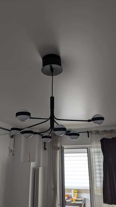 Lustra Candelabru LED 8 braţe negru/alb metal