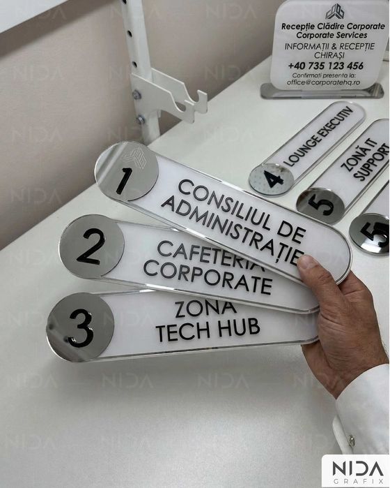 Plăcuțe Premium Plexiglas 3D Birouri, Saloane, Clinici - design custom