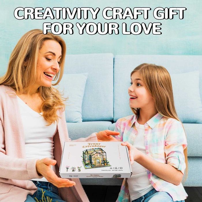 HooySprs Направи си сам комплект мини къща за кукли с мебели оранжерия