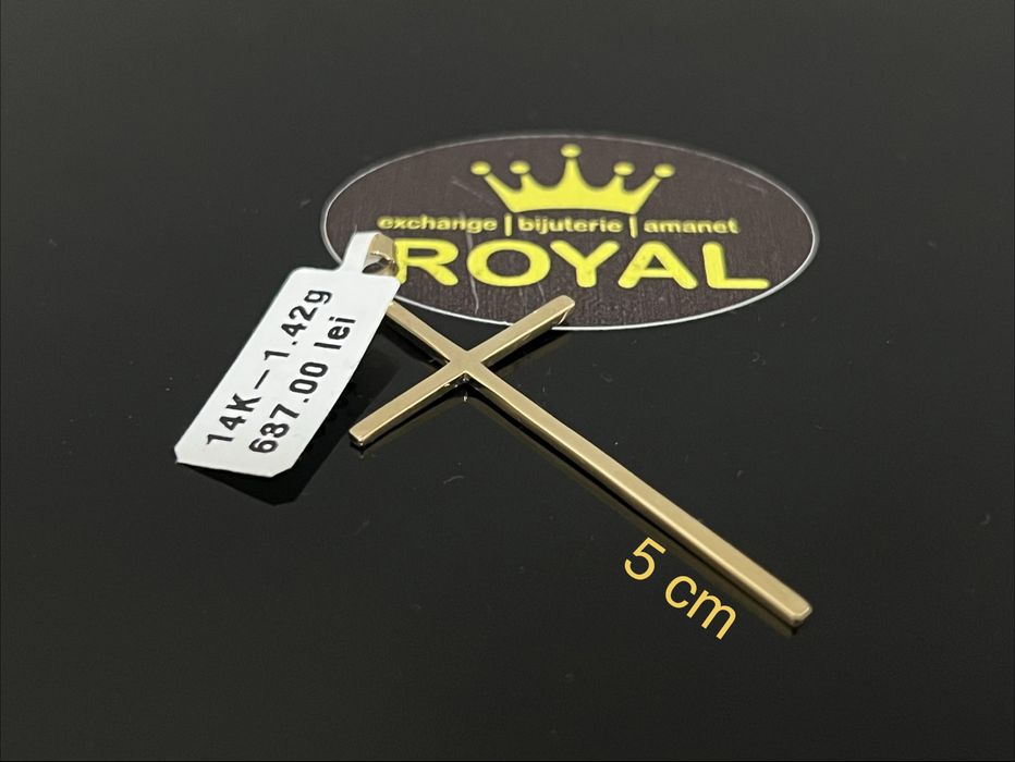 Bijuteria Royal CB : Pandantiv cruce aur 14k 585  1,42 gr