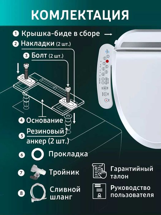 Умная крышка сиденье-биде для унитаза WellBlue