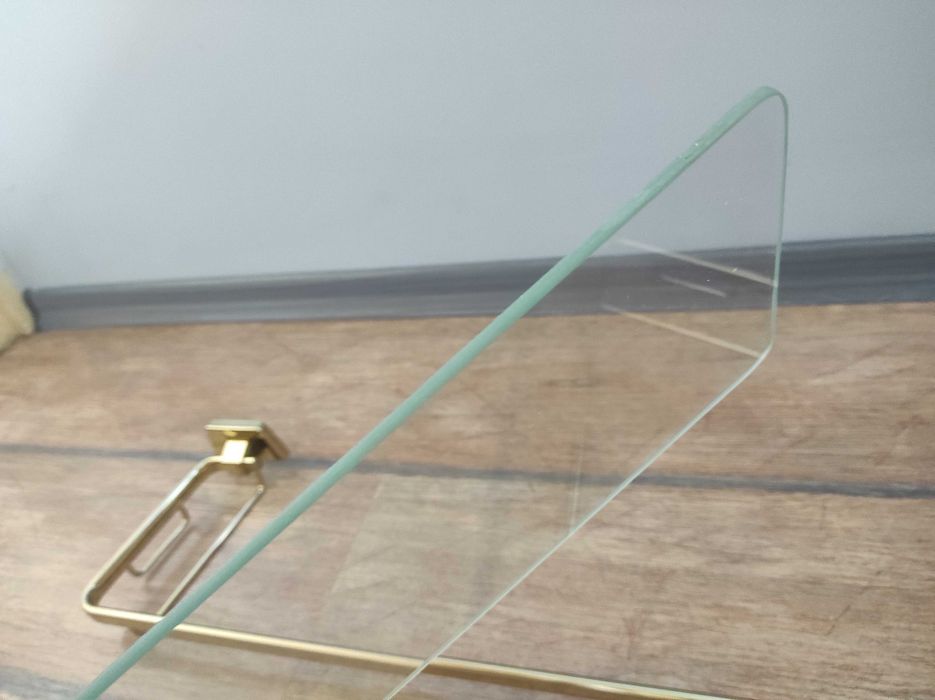 Нова етажерка за баня 60 см, холандска, старо злато, закалено стъкло