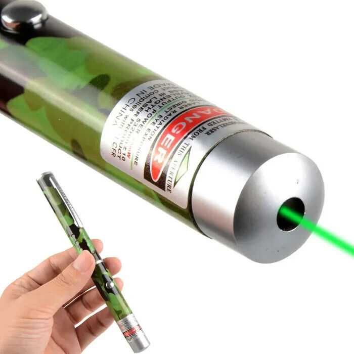 Мощен Лазер с Приставки / Green Laser Pointer / Камуфлажен и Черен